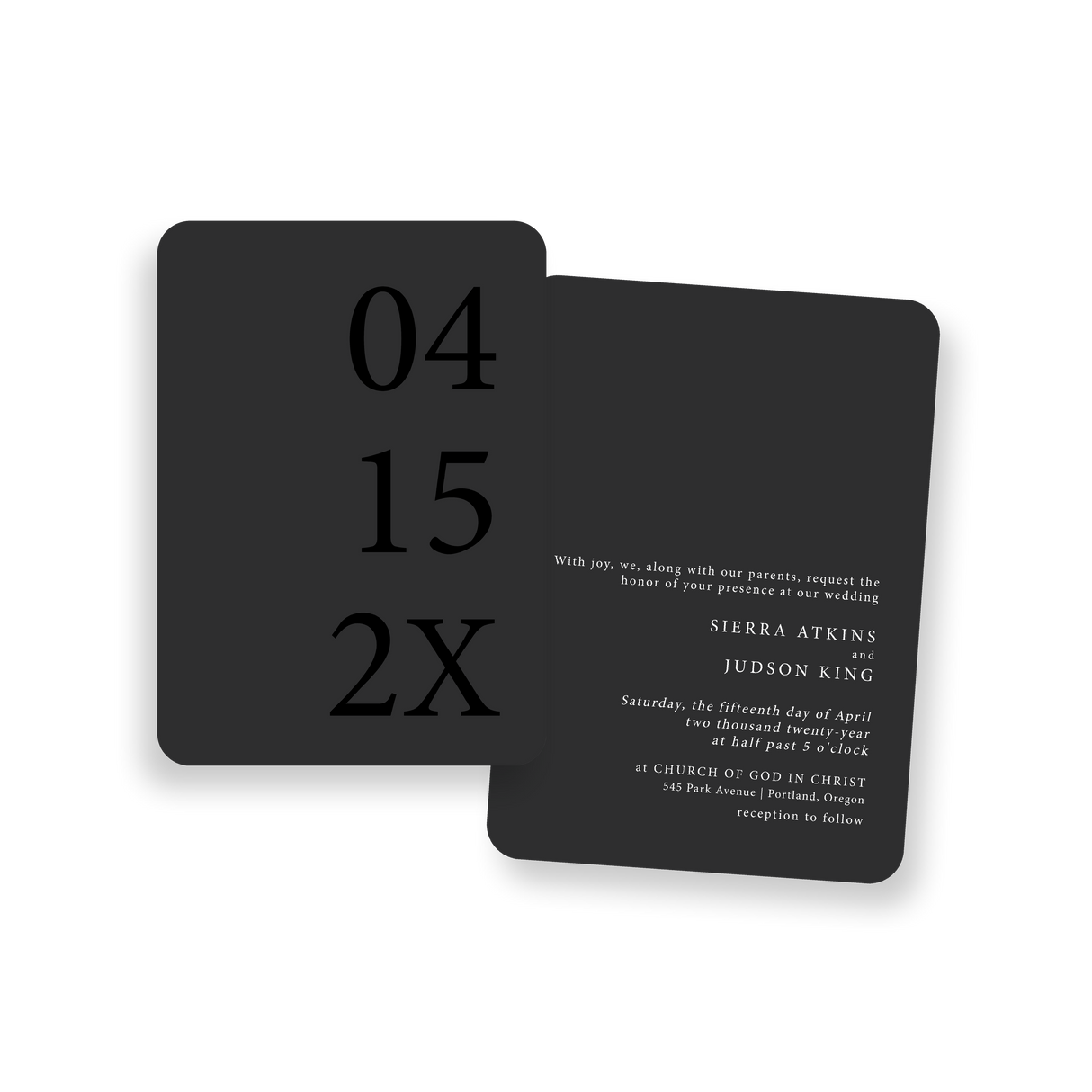 matte charcoal invitation rounded