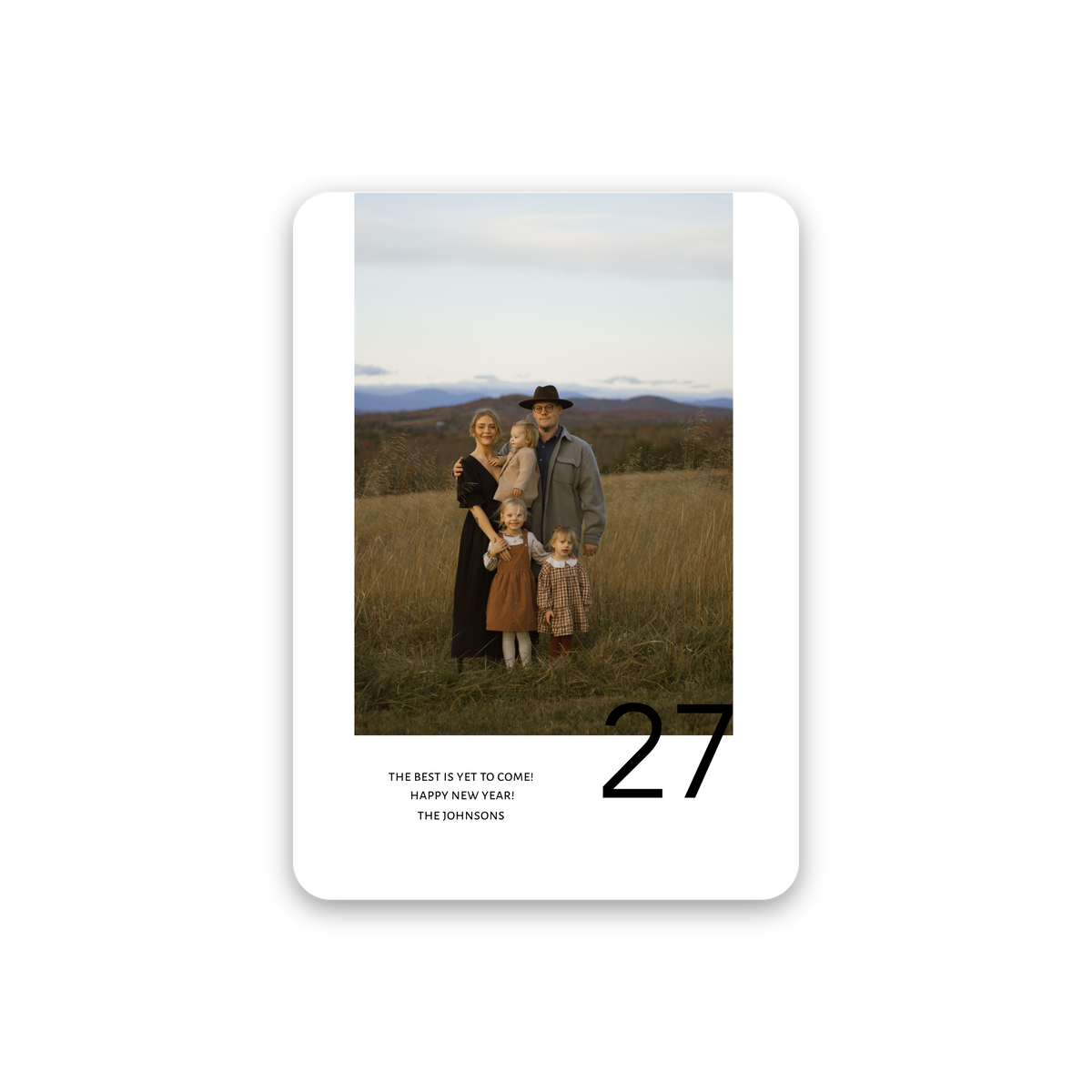 Modern New Year 27 Card with rounded corners