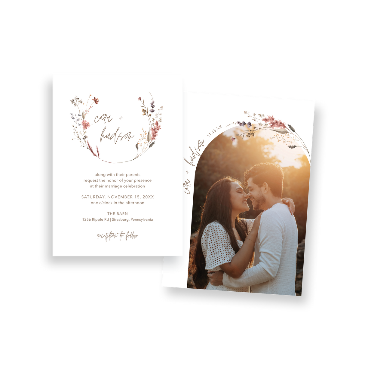 modern wildflower invitation