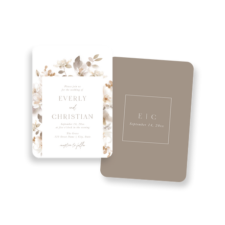 neutral floral invitation rounded