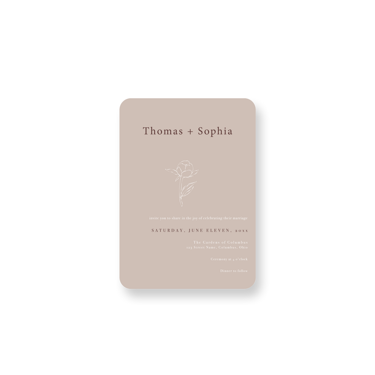 peony invitation rounded