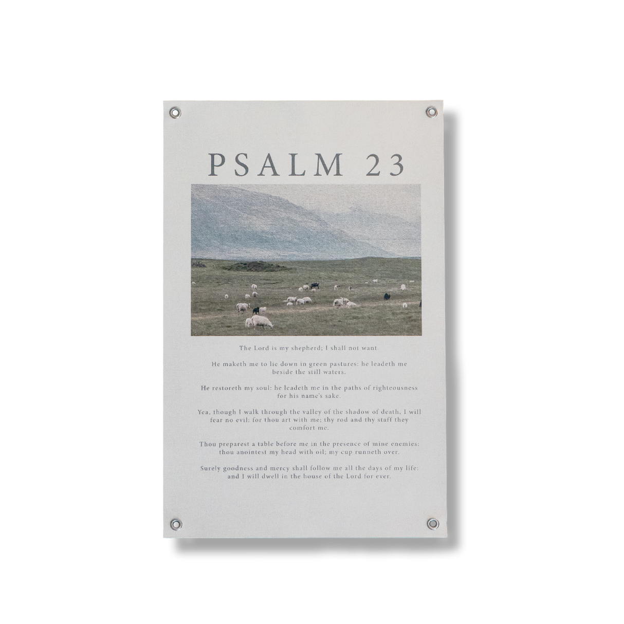 Psalm 23 11x17 print, green pasture with sheep
