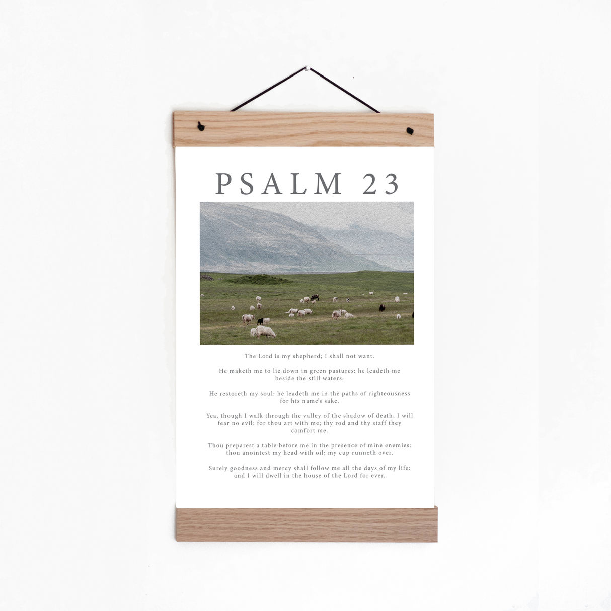 Psalm 23 11x17 print with wooden magnetic hanger