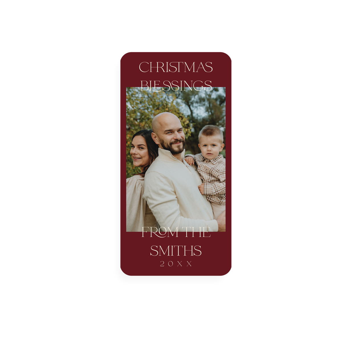 Red Christmas Blessings Card with rounded corners