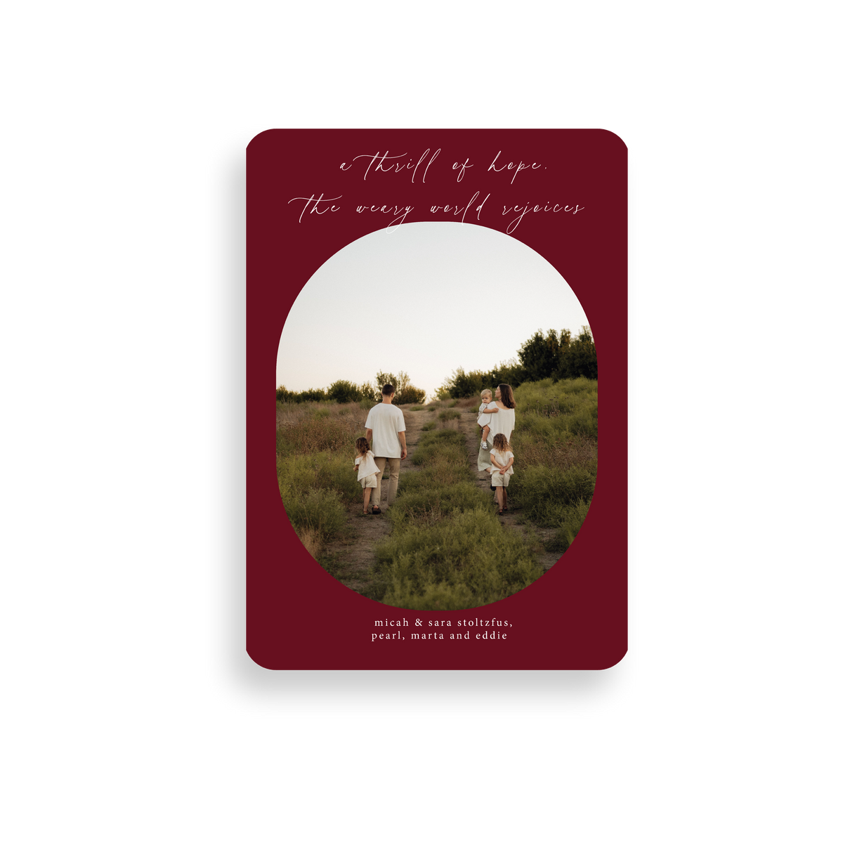 Red Oval Frame Christmas Card with rounded corners