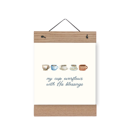 Overflowing print with wooden hanger