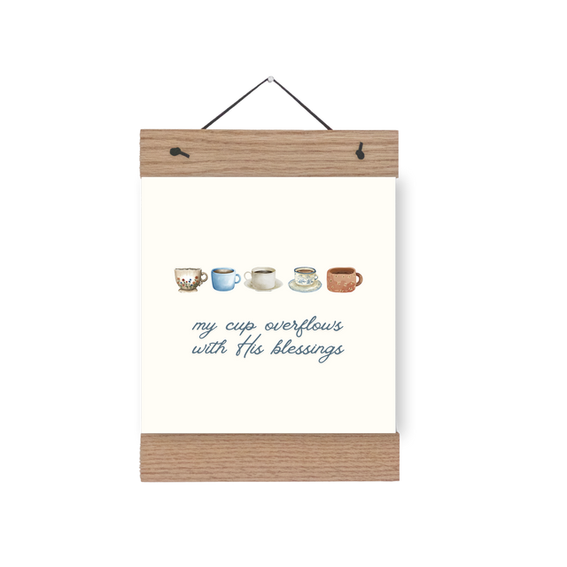 Overflowing print with wooden hanger