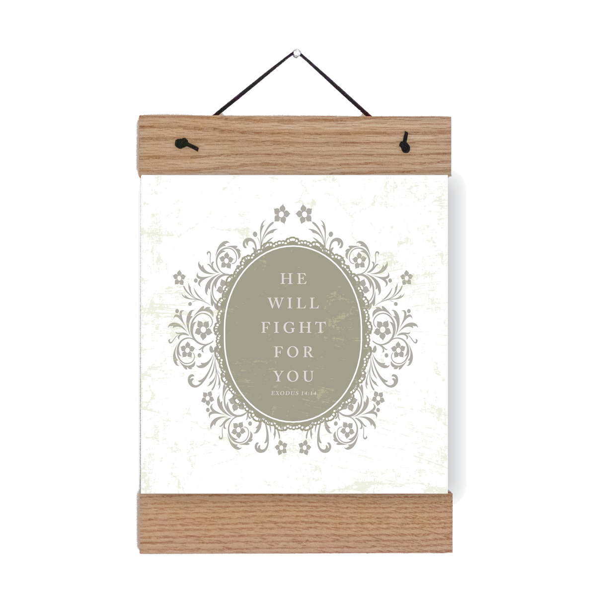 He Will Fight for You print and hanger detail