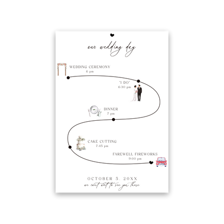 Timeline wedding invitation back