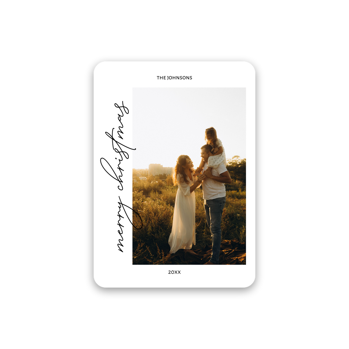Sideways Merry Christmas Card with rounded corners