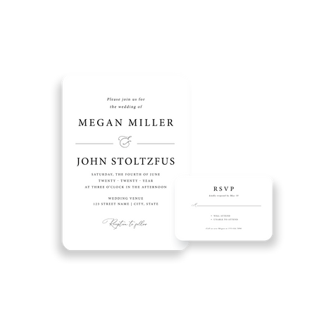 simplistic white invitation rounded
