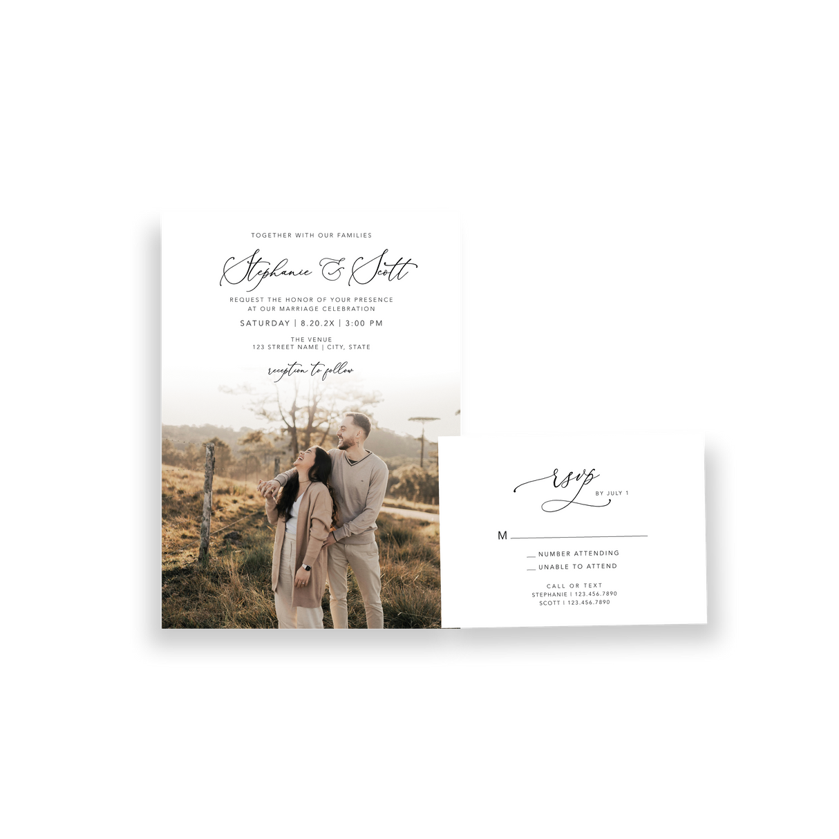 timeless white invitation