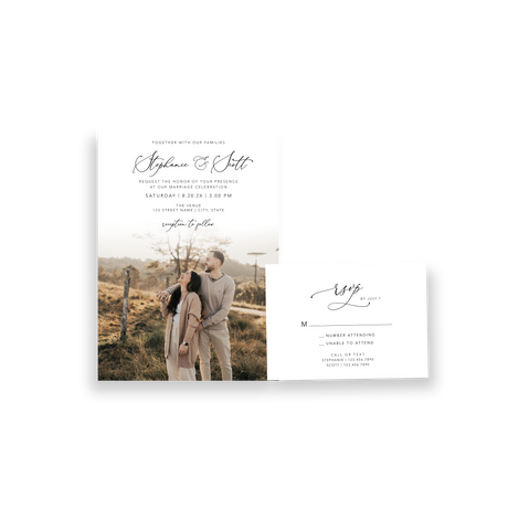 timeless white invitation