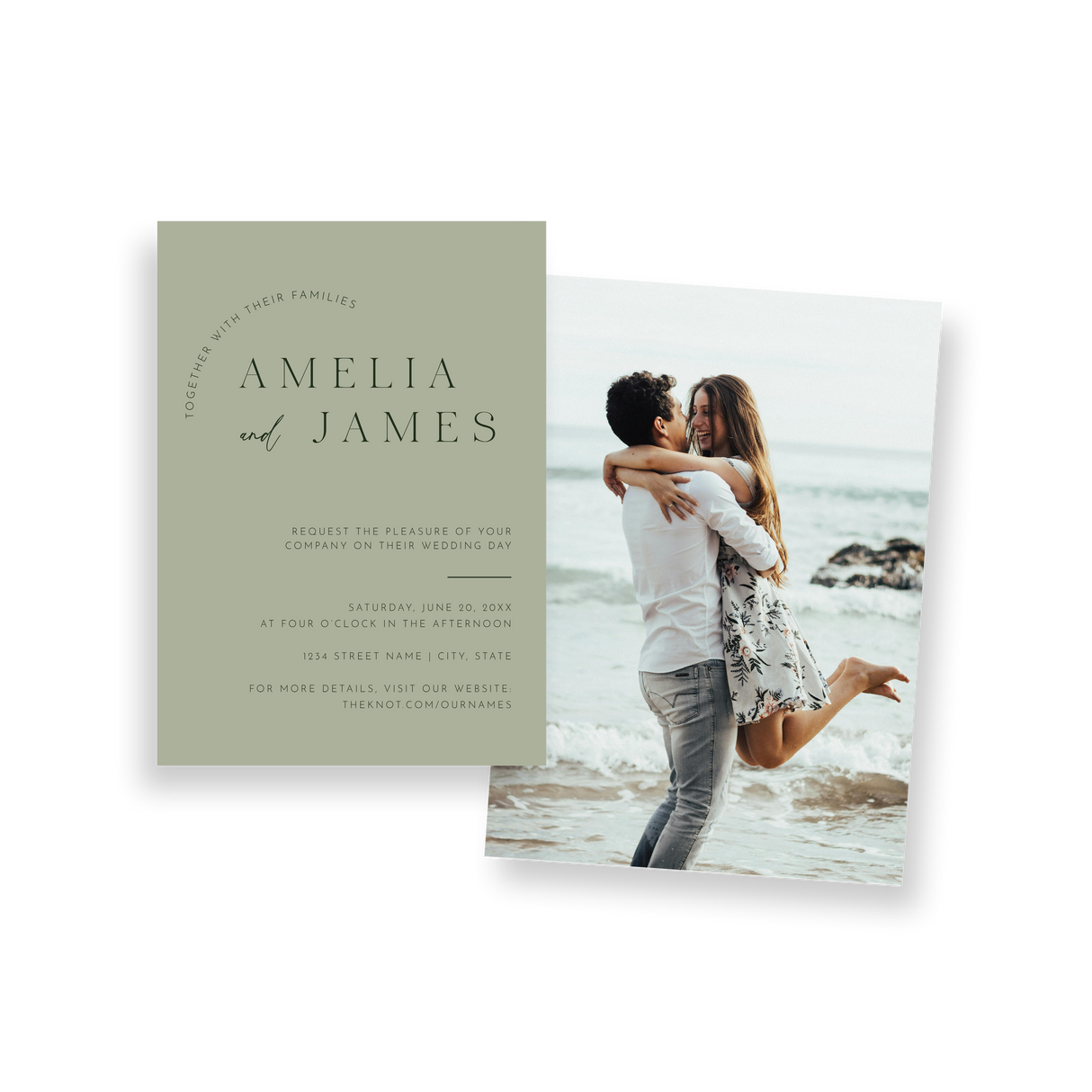 two toned green invitation