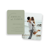 two toned green invitation rounded