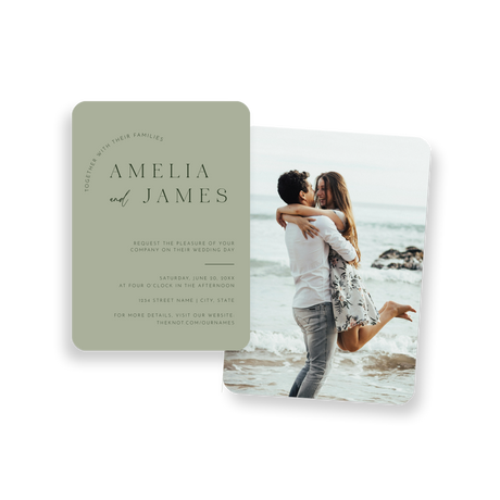 two toned green invitation rounded