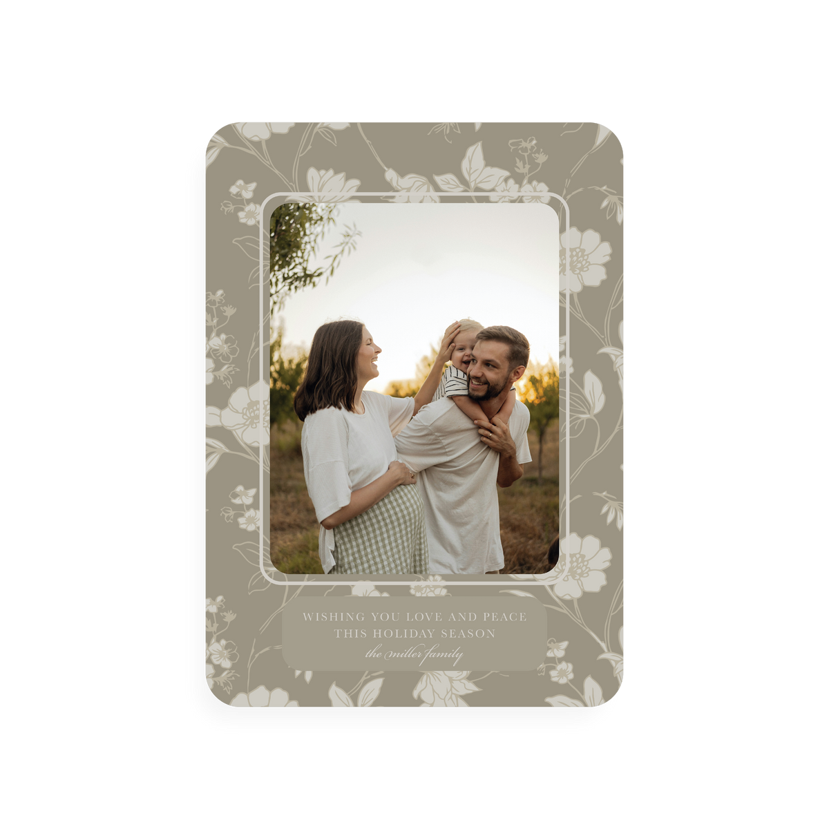 Vintage Floral Holiday Card - rounded corners
