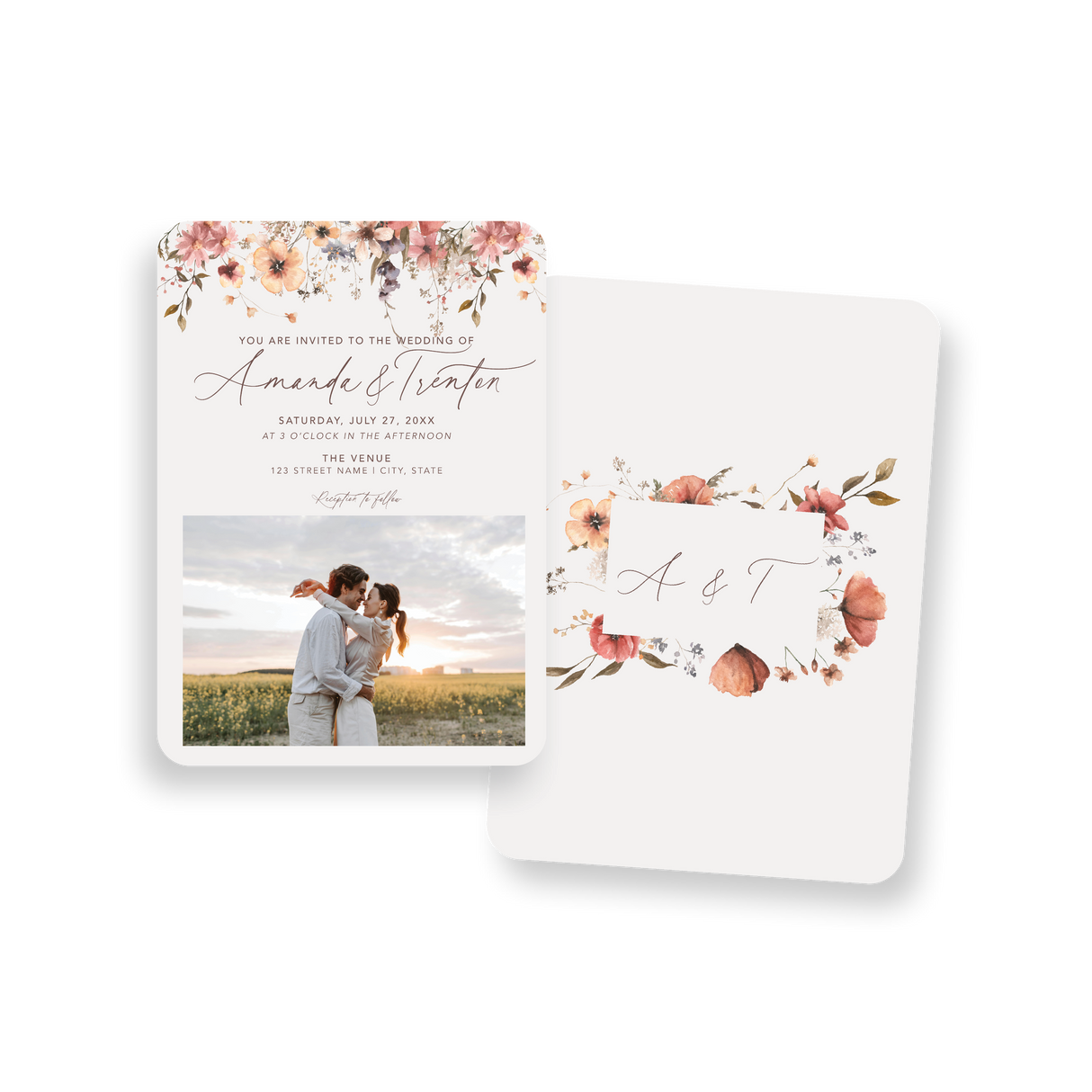 wildflowers photo invitation rounded