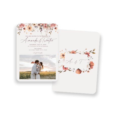 wildflowers photo invitation rounded